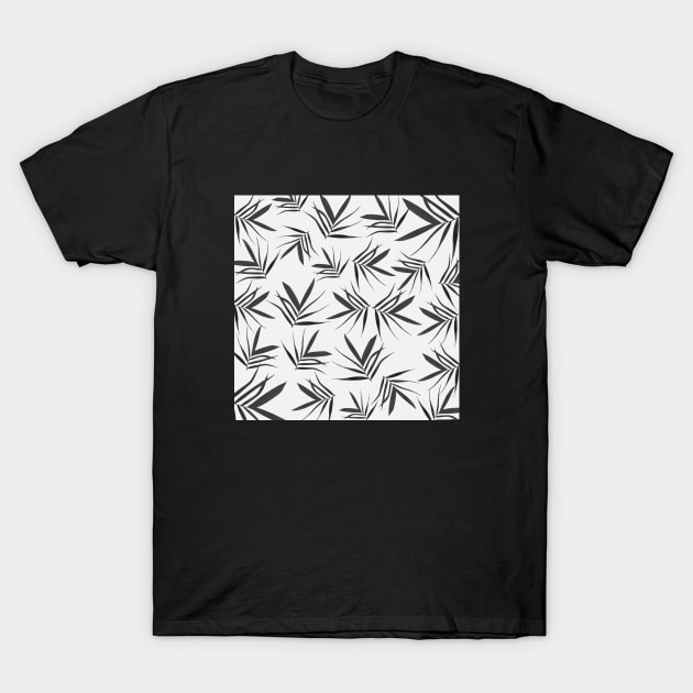 Blackwhite leaves pattern T-Shirt by PrintedDreams